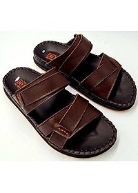 Dép nam 2 quai da bò 100%, hàng cao cấp, may handmade full quai và đế chắc chắn, đi rất êm chân