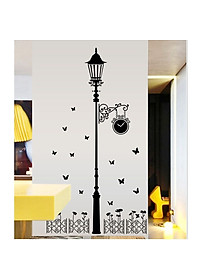 Decal dán tường Cột đèn đen 3D