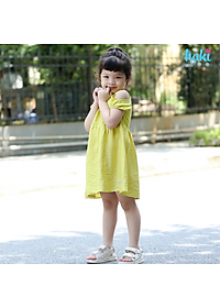 Váy bé gái_đầm cộc tay hở vai chính hãng HAKI, váy mùa hè cho bé, đầm trẻ em, váy thiết kế cho bé 10-27kg HK521