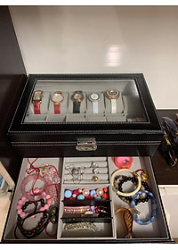 Hộp đựng đồng hồ, trang sức và mắt kính 2 tầng SAIKE SAIKE mã S222 màu đen