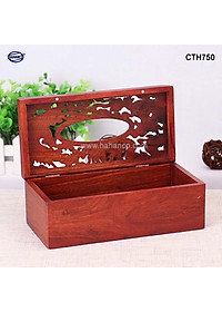 Hộp Giấy Ăn Bằng Gỗ Hương (Cỡ lớn - đủ mẫu) Đục Khắc Hoa Văn Tinh Xảo/Độc Đáo
