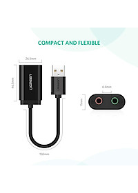 Dây USB 2.0 UGREEN US205 mở rộng sang đồng thời 2 cổng 3.5mm cho tai nghe + mic (DISABLE) - Hàng chính hãng