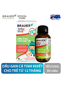 DHA dầu cá tuyết tinh khiết cho trẻ sơ sinh, trẻ nhỏ Brauer DHA Úc giúp phát triển trí não, tăng khả năng tập trung, cải thiện thị lực-OZ Slim Store