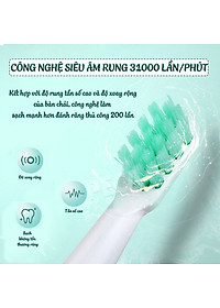 Bàn chải đánh răng điện KEMEI KM-713 công nghệ rung siêu âm 31000 lần/ phút điều chỉnh 6 chế độ đánh bay mảng bám sạch sâu gấp nhiêu lần so với bàn chải thủ công + Tặng kèm 5 đầu bàn chải thay thế - Hàng chính hãng