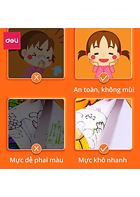 Bút Màu Marker Deli Họa Cụ Tô Màu Dạ An Toàn Cho Trẻ Em Kèm Túi Vải Họa Cụ Vẽ Tranh Cao Cấp 30/40/60/80 Màu - Phù Hợp Tô Màu Vẽ Tranh Manga Anime - HM900