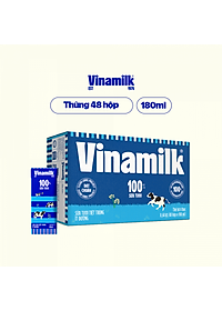 COMBO 6 LỐC SỮA TƯƠI TIỆT TRÙNG VINAMILK 100% ÍT ĐƯỜNG - LỐC 4 HỘP X 180ML