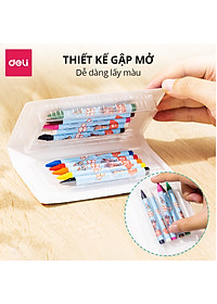 Bút sáp màu Colorkids Deli - Hộp màu sáp 10 màu, tăng kích thước bút, không độc hại, tô màu cho bé