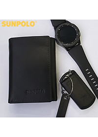 Ví Nam Đứng Gấp 3 Da Bò Cao Cấp SUNPOLO WSTF51 (Đen, Nâu Đỏ, Xanh)