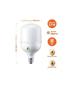 Bóng đèn LED trụ T-Bulb OSRAM E27 - Tiết kiệm điện, độ sáng cao, chất lượng ánh sáng vượt trội, bảo vệ quá nhiệt, chống xung 2.5Kv - Hàng Chính Hãng 