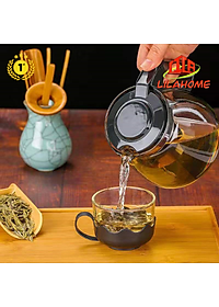 Bộ Bình Trà Thủy Tinh Kèm 4 Ly Lưới Lọc Inox 304 Không Gỉ Tiện Lợi - Hàng Chính Hãng