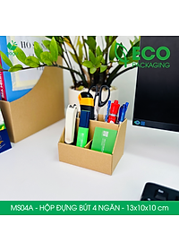 MS04A - Hộp đựng bút 4 ngăn đa năng bằng giấy carton - Kệ đựng bút để bàn