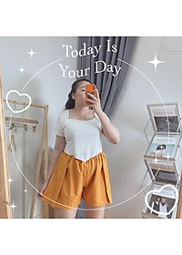 Quần short nữ bigsize chất vải mango bảng lưng chun có độ co giản thoai mái Q9