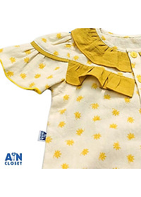 Bộ quần áo lửng bé gái họa tiết Hoa điệp vàng cara - AICDBGZPGT8L - AIN Closet