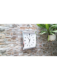 Đồng Hồ KIM TRÔI EASTAR Mặt Kính Cong Cao Cấp - Mặt Chữ nhật Ánh Kim - Tặng Pin Maxell - BH 1 Năm - Decor Trang Trí Treo Tường