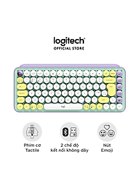 Bàn phím cơ không dây bluetooth | USB Logitech POP KEYS – với 8 phím emoji có thể điều chỉnh, switch tactile, kết nối 3 thiết bị – Màu Daydream -…