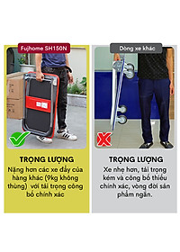 Xe đẩy hàng 4 bánh gấp gọn sàn thép FUJIHOME nhập khẩu, xe kéo hàng xếp gọn, bánh xe có chốt hãm - hàng chính hãng