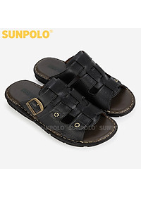 Dép Quai Ngang, Dép Nam Da Bò SUNPOLO SUA022 (Đen, Nâu)