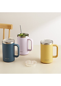 Ly giữ nhiệt LocknLock Flat Table Mug LHC4320 730ML, Hàng chính hãng, có tay cầm, miêng rộng - JoyMall