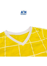 Áo ngắn tay unisex họa tiết Caro vàng thun cotton - AICDBTC6NAJG - AIN Closet