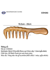 Lược gỗ thơm Bách Xanh răng thưa MÁT XA đa năng (COH263) Chải tóc xoăn, rối, xù -  Massage đầu giúp lưu thông máu đả thông kinh mạch, giảm nguy cơ đau đầu chóng mặt khi ngồi làm việc lâu - HAHANCO