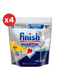 Combo 4 túi Viên Rửa Chén Bát Finish Powerball Quantum 21 viên