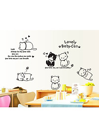 Decal dán tường Mẫu Những chú mèo đáng yêu ,có sẵn keo chỉ cần bóc dán