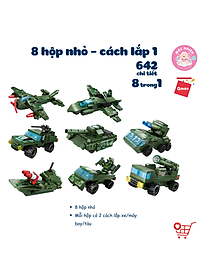 Đồ chơi lắp ráp xếp hình 8 trong 1 chủ đề quân sự Qman 42301 - Xe tăng quân sự (642 chi tiết)
