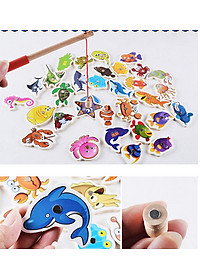 Đồ chơi câu cá nam châm gỗ 32 con chi tiết cho bé