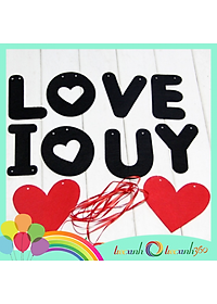 Dây treo chữ I LOVE YOU bằng vải nỉ