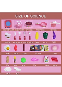 Bộ nấu ăn nhà bếp 36 chi tiết màu hồng xinh xắn đáng yêu sử dụng pin