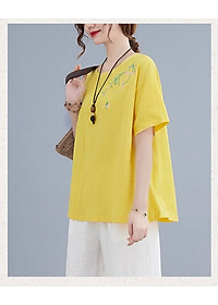 Aó đũi nữ tay lỡ kín đáo 3 màu thanh lịch full size 40-65kg Thời trang trung niên nữ Haint Boutique ALE19