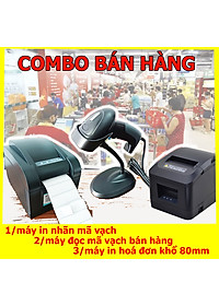 Bộ thiết bị quản lý shop thời trang: Máy in tem mã, máy in hóa đơn, máy quét mã vạch