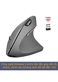 Chuột không dây kiểu đứng sạc pin HXSJ T22 wireless USB 2.4GHz chống mỏi tay chuyên dùng cho pc laptop macbook ipad tivi - Hàng chính hãng