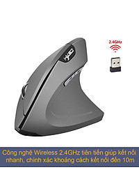 Chuột không dây kiểu đứng sạc pin HXSJ T22 wireless USB 2.4GHz chống mỏi tay chuyên dùng cho pc laptop macbook ipad tivi - Hàng chính hãng