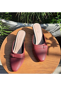 Giày sục da thật nữ hở gót cao cấp thời trang 21227