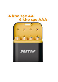 Sạc pin Beston AA AAA M7037 1.5V dùng cho pin 2A 3A 8 khe, cổng USB-C, sạc nhanh tự ngắt thông minh