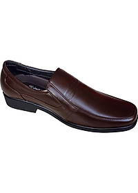 Giày tây nam Trường Hải da bò thật không bong tróc đế cao su không trơn màu nâu GTN05982