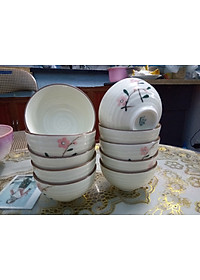 bộ 10 bát ăn cơm vẽ hoa đào Bát Tràng