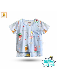 Đồ bộ bé trai Babiboo đồ bộ ngắn tay vải tole mát mẻ, họa tiết dễ thương BB121