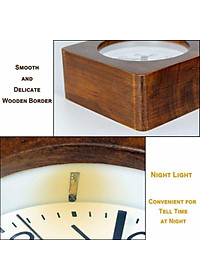 Đồng hồ báo thức bằng gỗ bằng số tiếng Ả Rập mà không cần im lặng trong ánh sáng với pin (màu nâu)