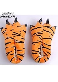 giày Dép bông bộ Đồ thú khủng long xanh liền thân lông mịn Pijama kiểu dáng Động Vật Hoạt Hình Cosplay