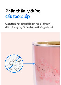 Ly nhựa LocknLock 2 lớp 750ml HAP522 720ml Anh Đào - Hàng chính hãng kèm ống hút, cách nhiệt tốt, miệng rộng - JoyMall