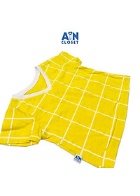 Áo ngắn tay unisex họa tiết Caro vàng thun cotton - AICDBTC6NAJG - AIN Closet