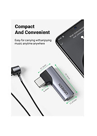 Ugreen UG90577CM460TK vuông góc 90 độ 4 khấc Màu đen Đầu chuyển USB-C sang cổng 3.5mm hỗ trợ Samsung Ipad Xiaomi Oneplus - HÀNG CHÍNH HÃNG