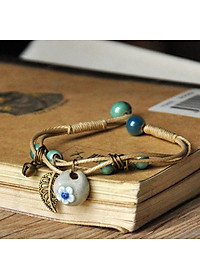 Vòng tay gốm hạt truyền thống giỏ hoa VGOM46