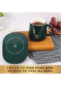 Cốc hâm nóng đồ uống   ,đa năng  ,kèm đế  và thìa mạ vàng cao cấp có hộp đựng sang trọng , có  thể làm quà tặng cho bạn bè người thân