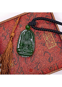 Mặt dây chuyền Bất Động Minh Vương Ngọc Bích tự nhiên - Phật Độ Mạng cho người tuổi Dậu - PBMNEP07 (Mặt kèm sẵn dây đeo)