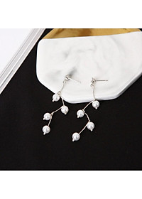 Khuyên Tai Dáng Dài Đính Ngọc Trai Nhân Tạo