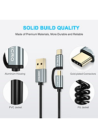 Bộ 2 Dây cáp sạc nhanh 2 in 1 Type-C và Micro USB dài 120CM hiệu CHOETECH MIX00021 (sạc nhanh 3A, sạc nhiều thiết bị, chip sạc thông minh, 1 dây lò xo & 1 dây thẳng) - Hàng chính hãng