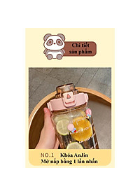 Bình Đựng Nước Sports Cup Phong Cách Thể Thao Có Ống Hút Dung Tích 2L Dễ Thương Có Vạch Báo Giờ Uống Nước